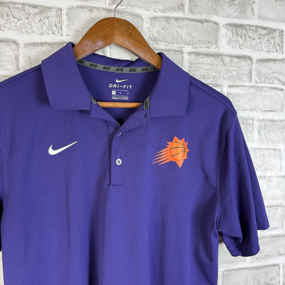 Nike Phoenix Suns NBA Dri-FIT Polo Shirt Mens Medium Purple Short Sleeve Logo